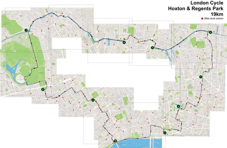 Route overview of the London Cycle Hoxton & Regents Park 