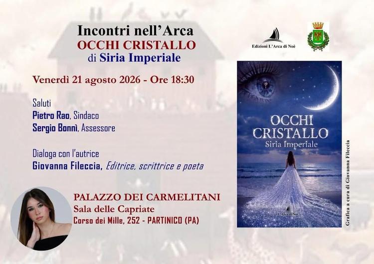 Riprendono oggi i nostri appuntamenti estivi di agosto, con la presentazione del libro “Occhi cristallo” di Siria Imperi...