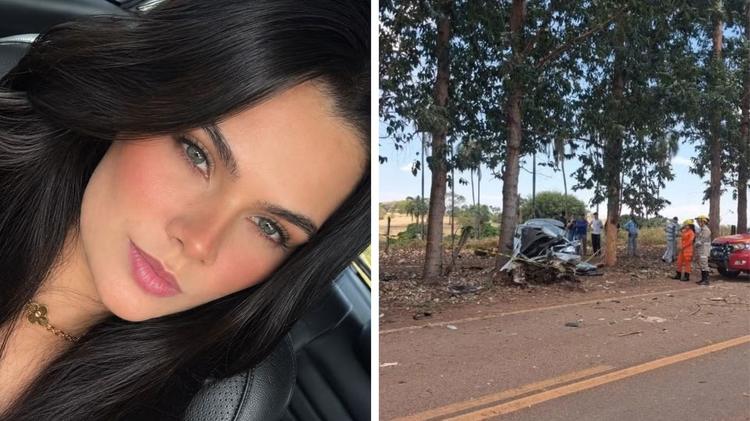 Jovem morre após bater carro contra árvore e bebê fica ferida; carro ficou destruído