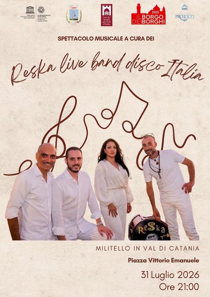 "Militello d'Estate" Dal 24 Luglio al 1 Agosto 2026 Militello in Val di Catania Venerdì 31 Luglio 2026 ore 21.00... Piaz...