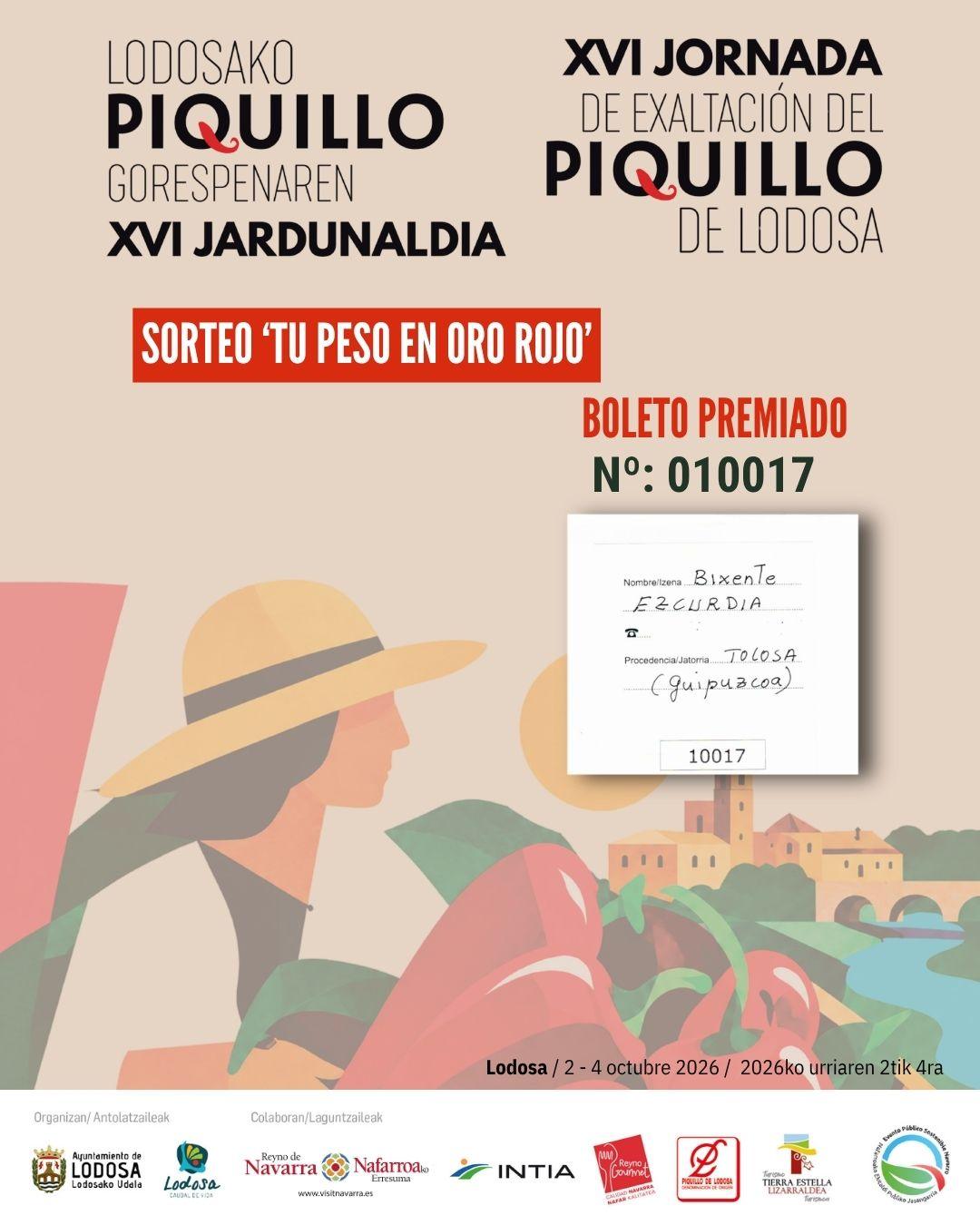 Ganadores de los sorteos de la Exaltacion26 del Pimiento del piquillo de Lodosa