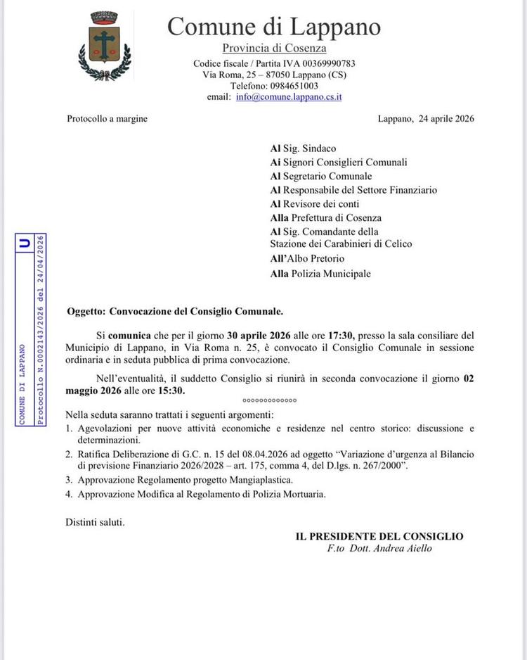 🟢Avviso Consiglio Comunale🟢 Tutta la cittadinanza è invitata a partecipare.