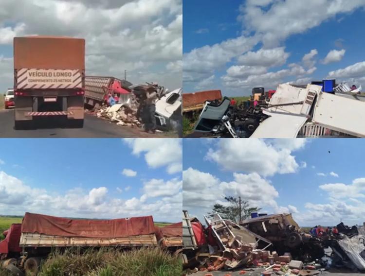 Acidente entre três caminhões na BR-155 deixa motorista morto e três feridos em Sapucaia, no Pará