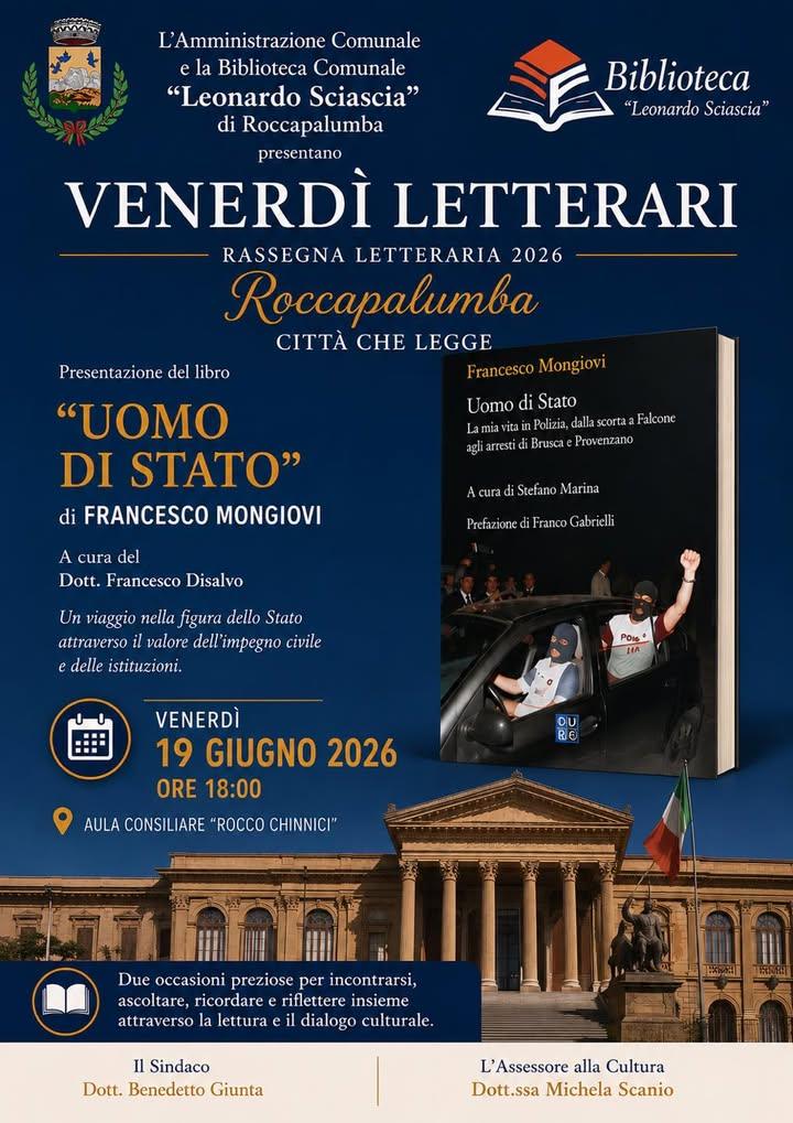 📚 Venerdì Letterari 2026 – Roccapalumba Città che Legge La Biblioteca Comunale “Leonardo Sciascia” e l’Amministrazione...