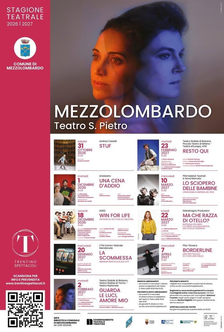E' in arrivo la Stagione teatrale 2026/2027 del Cinema Teatro San Pietro Mezzolombardo! --- RINNOVO ABBONAMENTI (per gli...