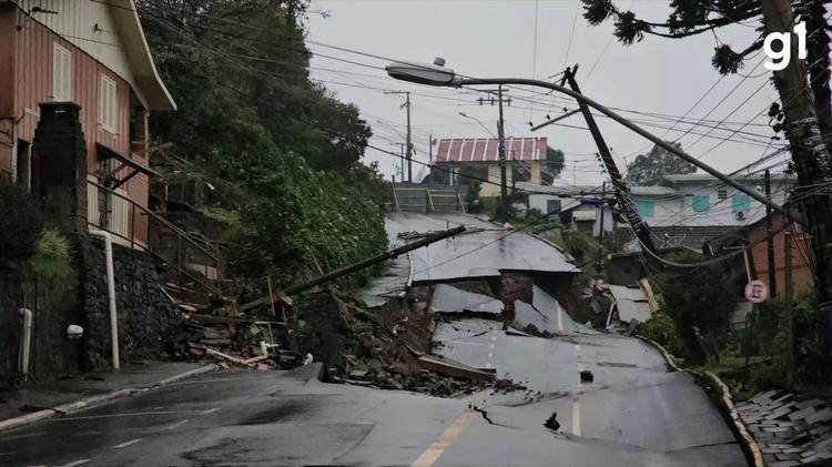 Dois anos depois da enchente no RS, rua de Gramado segue destruída e intransitável
