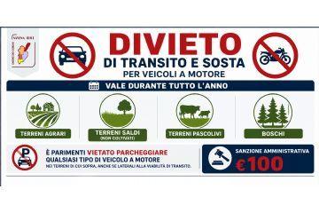 Regolamento Forestale Regionale: promemoria divieto parcheggio veicoli a motore sui terreni
