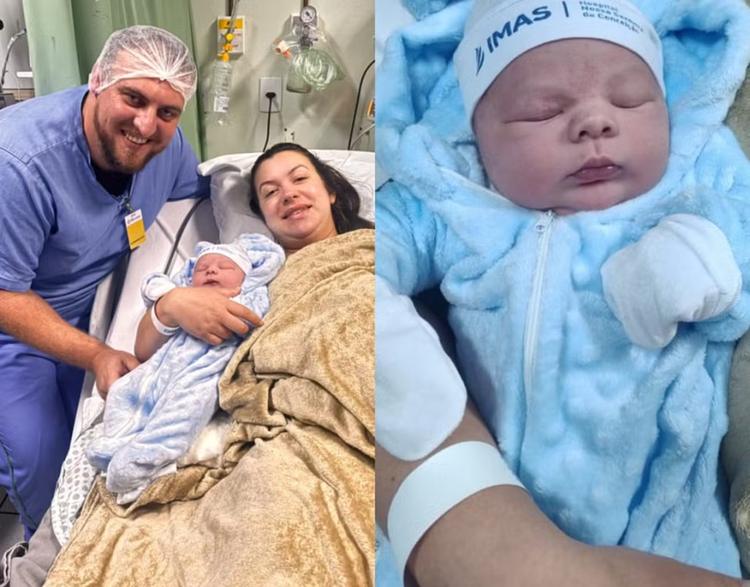 'Pequeno gigante': bebê nasce com quase 5 kg, bate recorde e surpreende equipe médica
