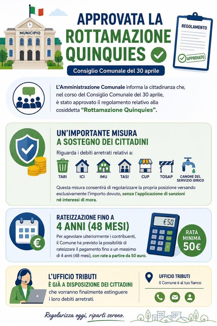 L’Amministrazione Comunale informa la cittadinanza che, nel corso del Consiglio Comunale del 30 aprile, è stato approvat...