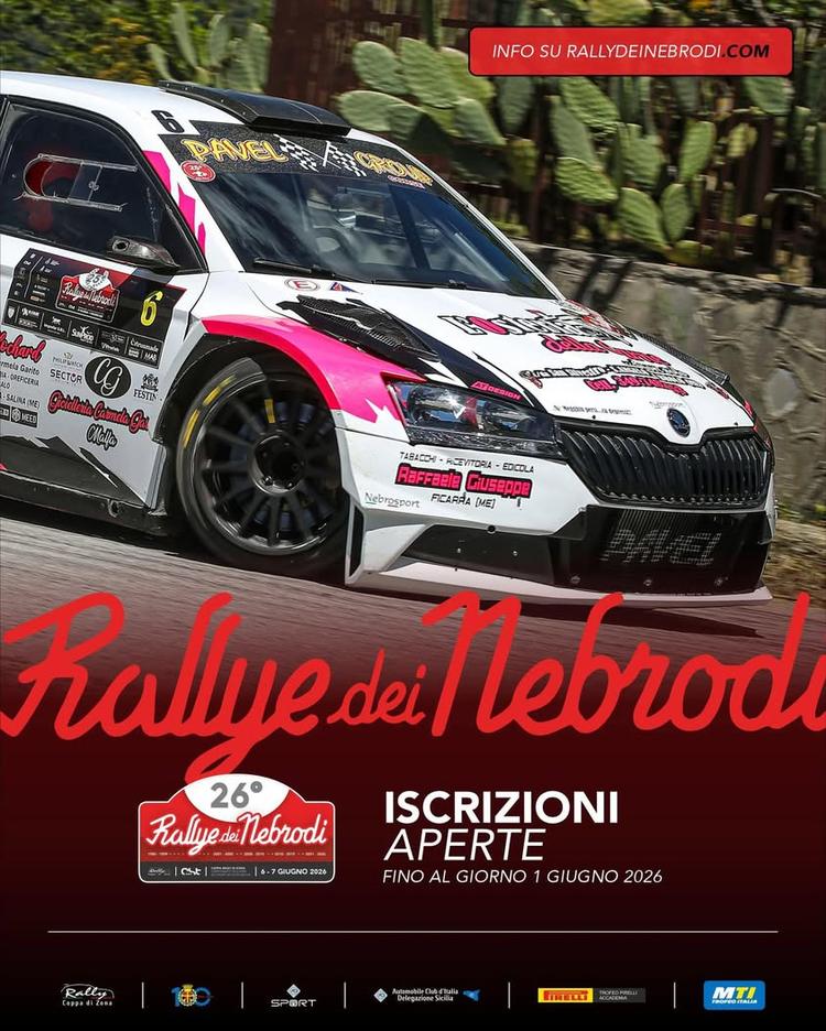 🏁 ISCRIZIONI APERTE AL 26° RALLY DEI NEBRODI 📄 Da oggi è possibile iscriversi al 26° Rally dei Nebrodi, in programma i...