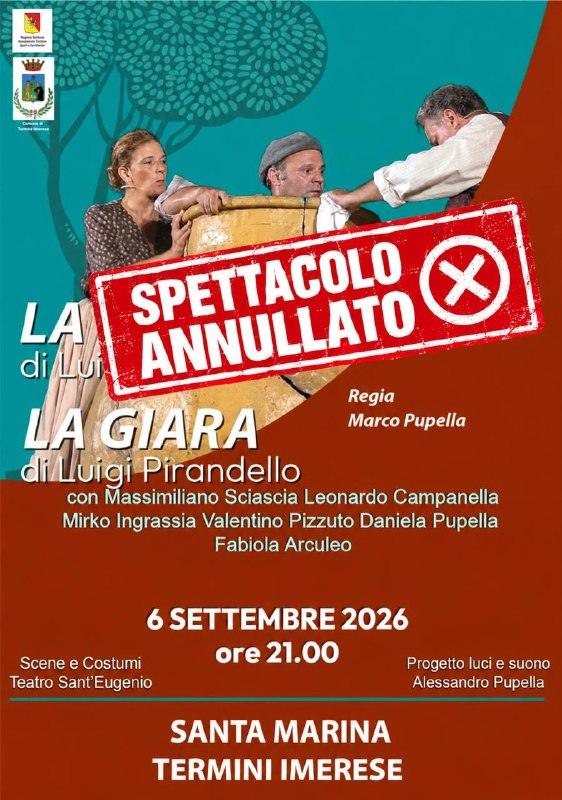 🚨 SPETTACOLO ANNULLATO Lo spettacolo “La Giara” previsto per questa sera, a Santa Marina, è annullato. Lo spettacolo sa...