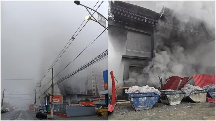 Incêndio cobre com fumaça avenida de cidade turística de SC e deixa 2,3 mil sem luz; VÍDEO
