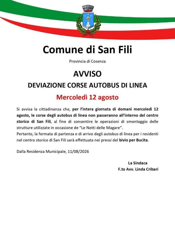 𝐀𝐯𝐯𝐢𝐬𝐨 - 𝐃𝐞𝐯𝐢𝐚𝐳𝐢𝐨𝐧𝐞 𝐜𝐨𝐫𝐬𝐞 𝐚𝐮𝐭𝐨𝐛𝐮𝐬 📍domani 12 agosto