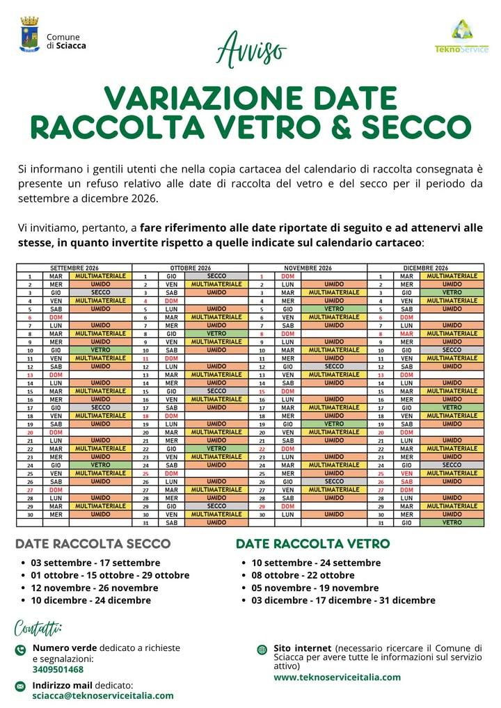 Si informa la cittadinanza di #Sciacca che, nel calendario cartaceo della raccolta differenziata distribuito agli utenti...