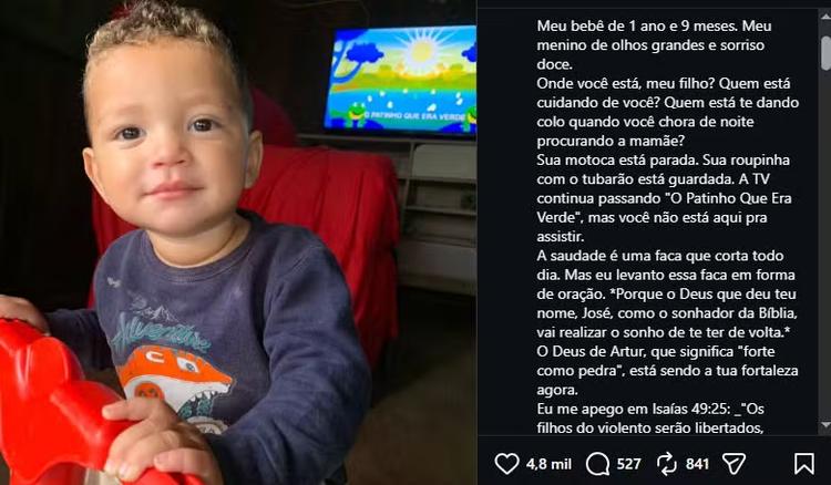 'Saudade me corta todo dia', diz mãe de José Artur, bebê desaparecido há mais de 2 meses no PA