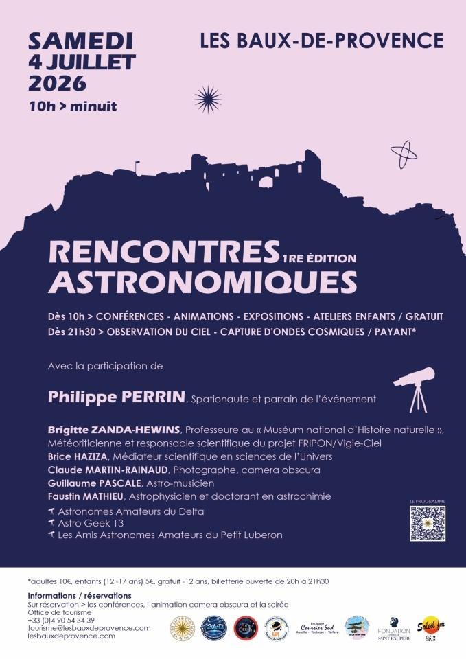 1ère ÉDITION DES RENCONTRES ASTRONOMIQUES DES BAUX DE PROVENCE SAMEDI 4 JUILLET 2026