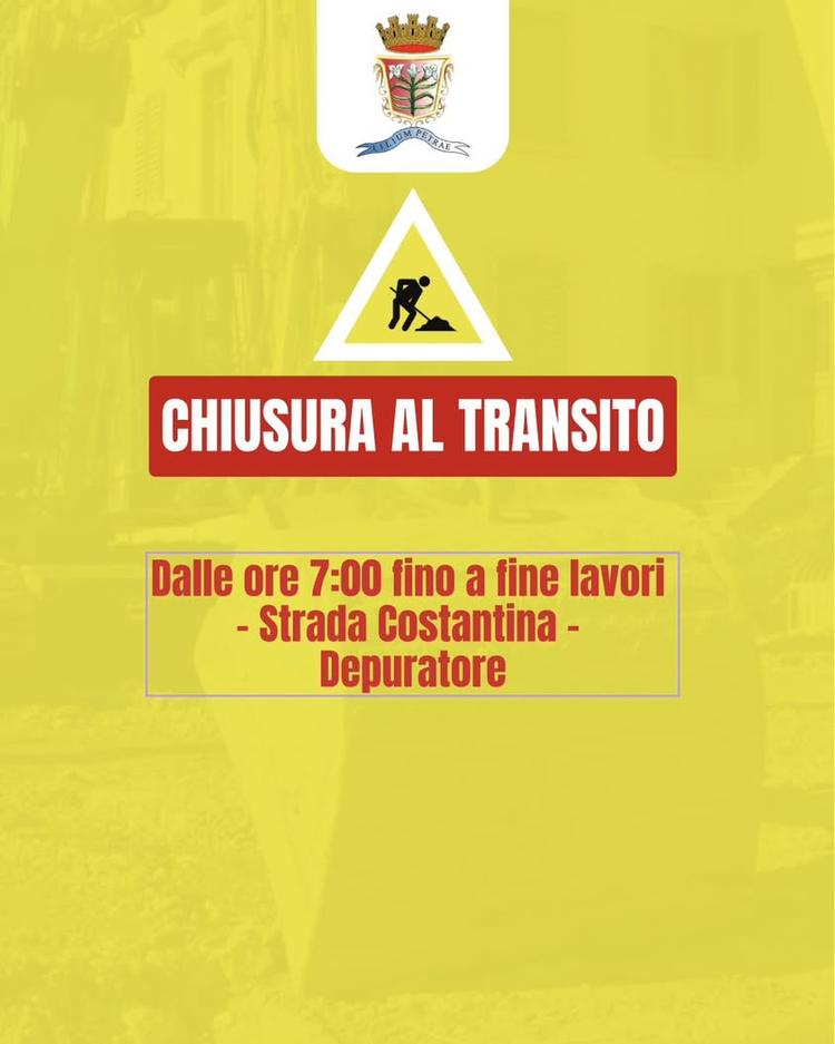 ⚠️ STRADA CHIUSA PER LAVORI DI MANUTENZIONE ⚠️ 🕒 28 aprile 2026 dalle ore 7:00 fino a fine lavori ore 18:00 circa
