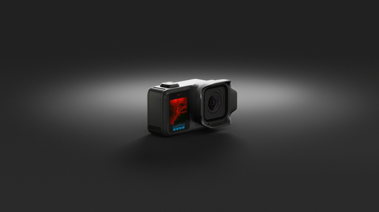 The GoPro Mission 1 Pro on a black background.