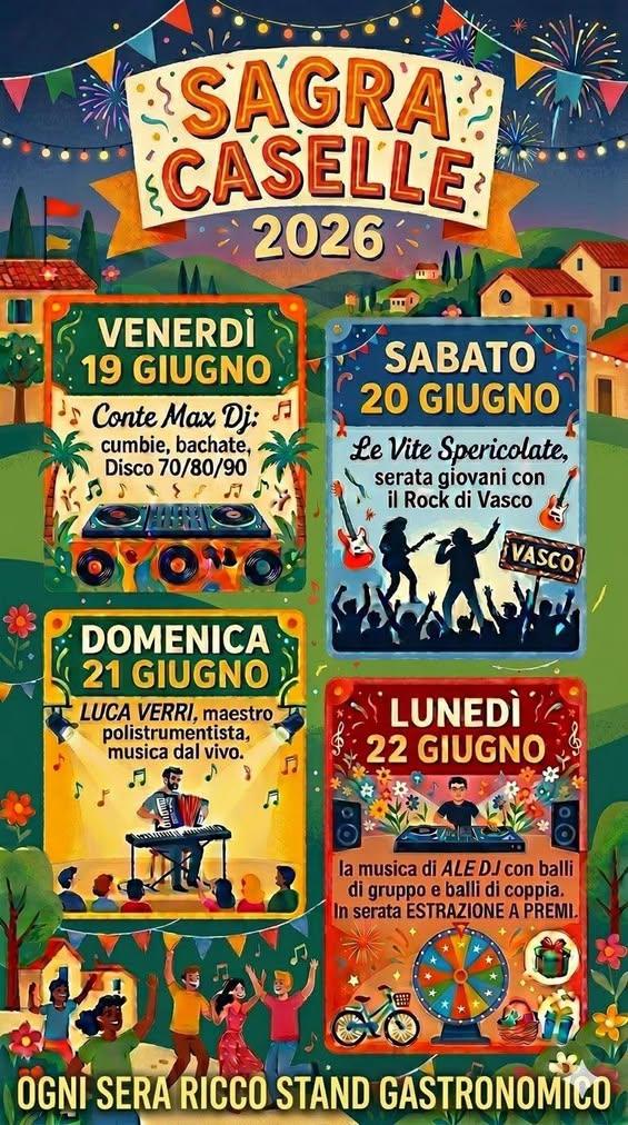 🎉🌟 22ª SAGRA PAESANA DI CASELLE 🌟🎉 📅 Dal 19 al 22 giugno 2026 Sta per tornare uno degli appuntamenti più attesi del...