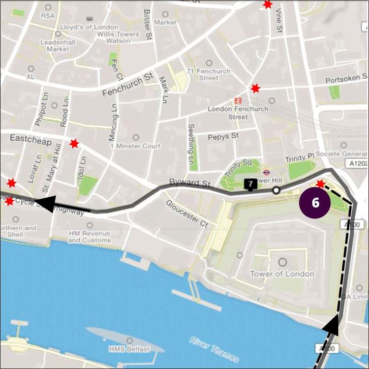 Part 6 of London Cycle Thames Circular around Tower of London onto Cycle Superhighway to Westminster Bridge