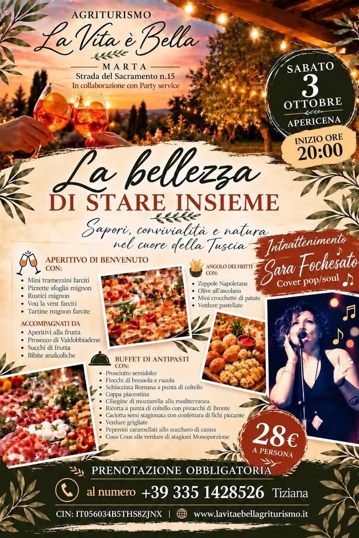 🍁 La bellezza di stare insieme 🍁 📅 Il 3 ottobre, @lavitaebellagriturismo  vi invita a trascorrere una piacevole serat...