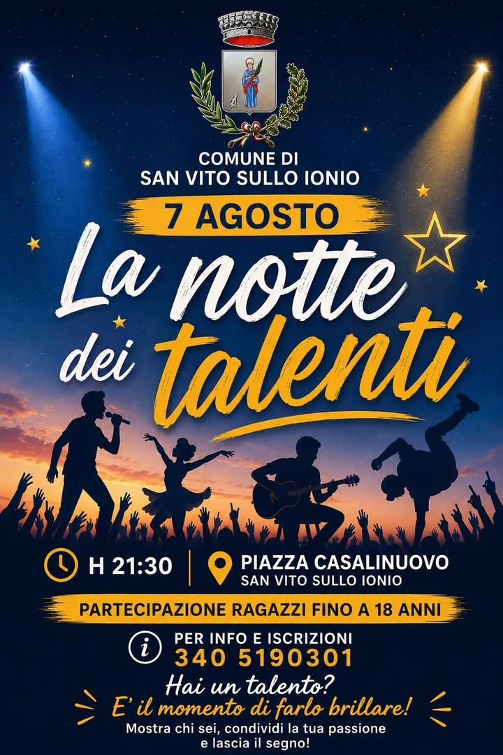 Hai un talento? Non lasciarlo nel cassetto!  La notte dei talenti ti aspetta: sali sul palco e lascia brillare ciò che t...