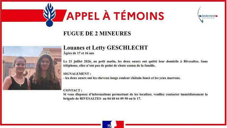 Près de Perpignan : appel à témoins après la fugue de deux mineures