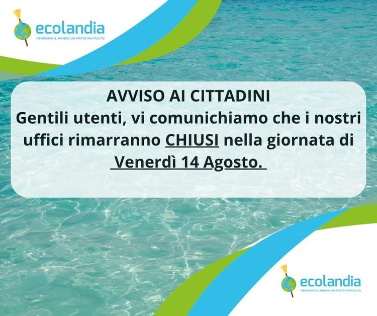I servizi di prenotazione e segnalazione riprenderanno regolarmente Lunedì 17 Agosto