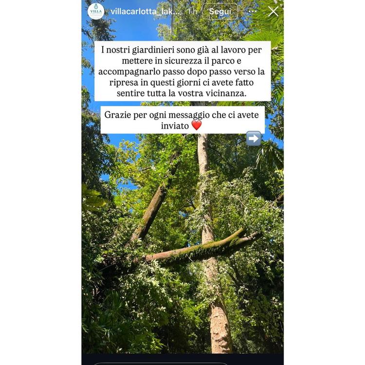 Il maltempo devasta Villa Carlotta, la richiesta social: "Aiutateci per aggiustare il giardino"
