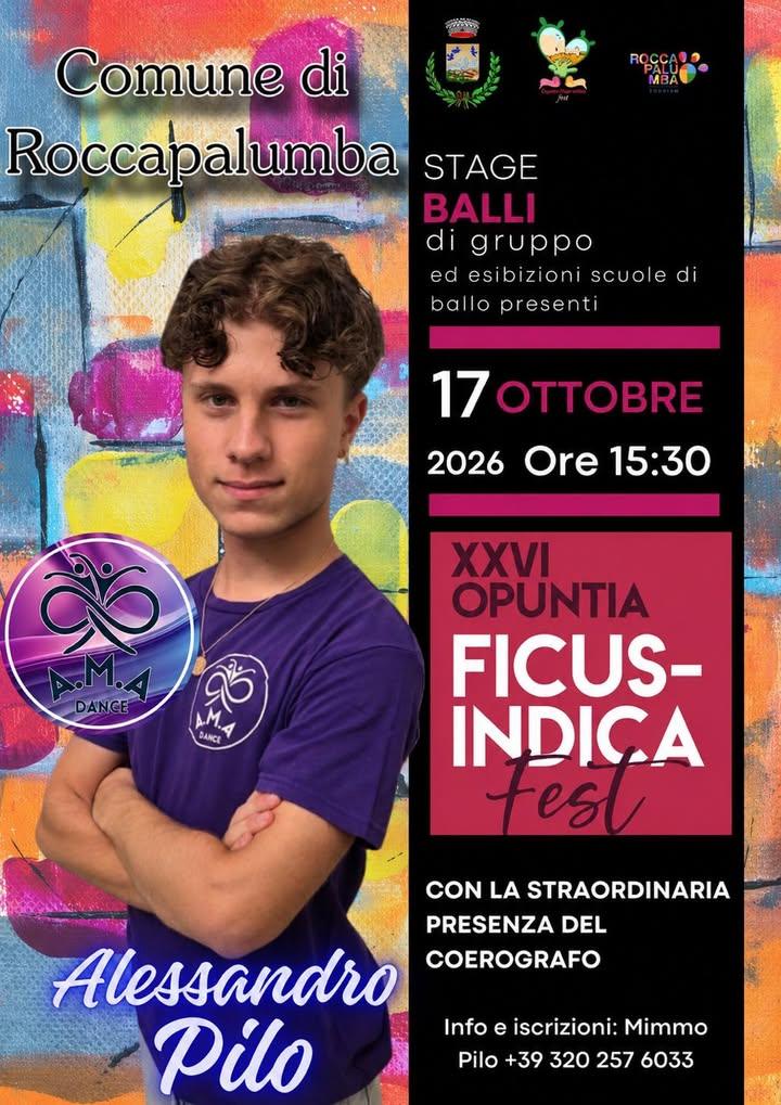 🕺La danza torna protagonista della XXVI Opuntia Ficus-Indica Fest! ✨🕺 Sabato 17 ottobre 2026, alle ore 15:30, Roccapal...