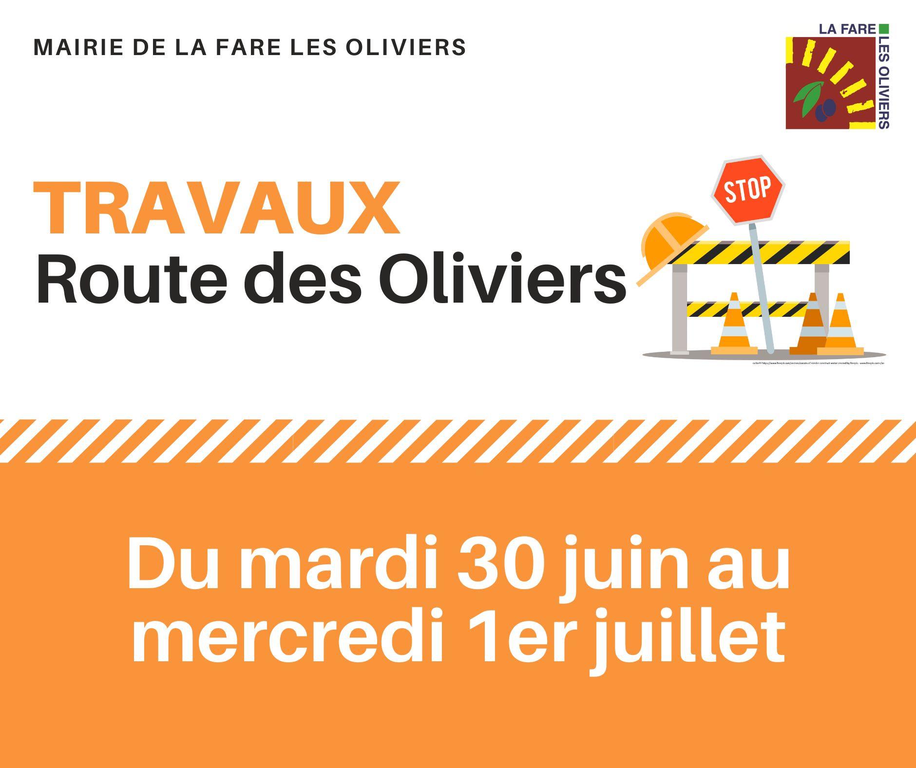 Travaux : route des Oliviers