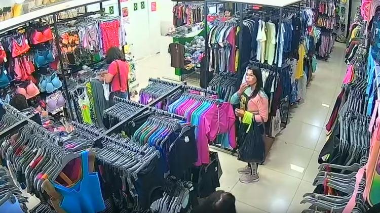 VÍDEO: Mulher é flagrada furtando camisolas de R$ 20 em loja de MG