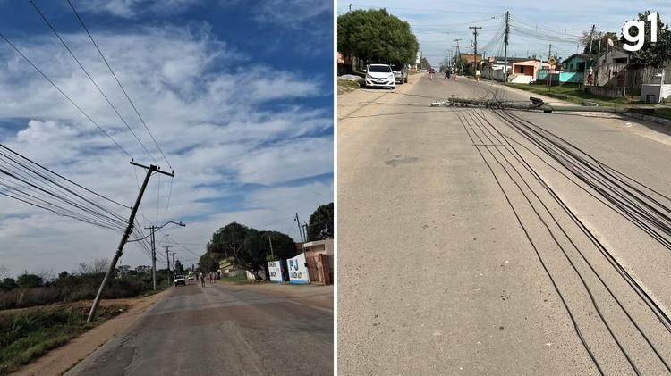 Vendaval derruba postes e deixa mais de 800 casas sem luz em Bagé; fim de semana deve ser de tempo ainda mais severo