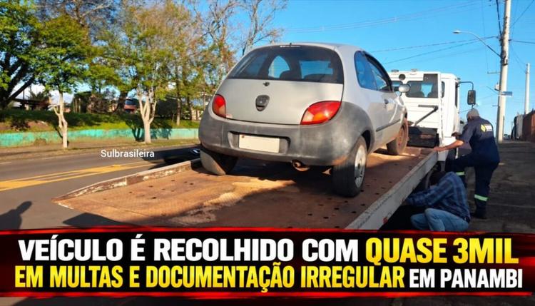 Blitz da CMT: Veículo com aproximadamente R$ 3 mil em multas é recolhido em Panambi