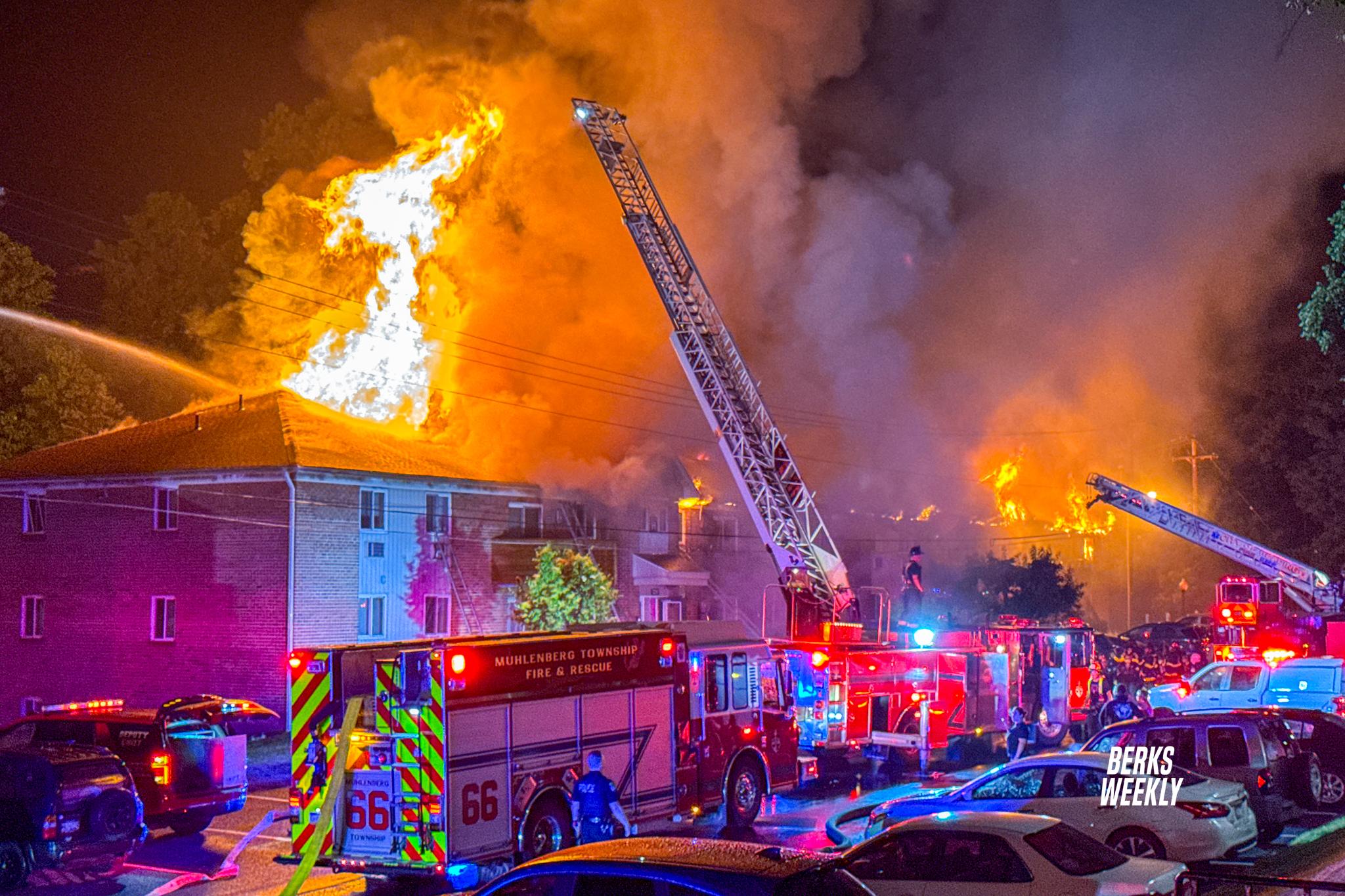 50 displaced by apartment building fire in Muhlenberg Township