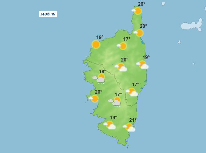 Météo pour ce jeudi 16 avril 2026 en Corse