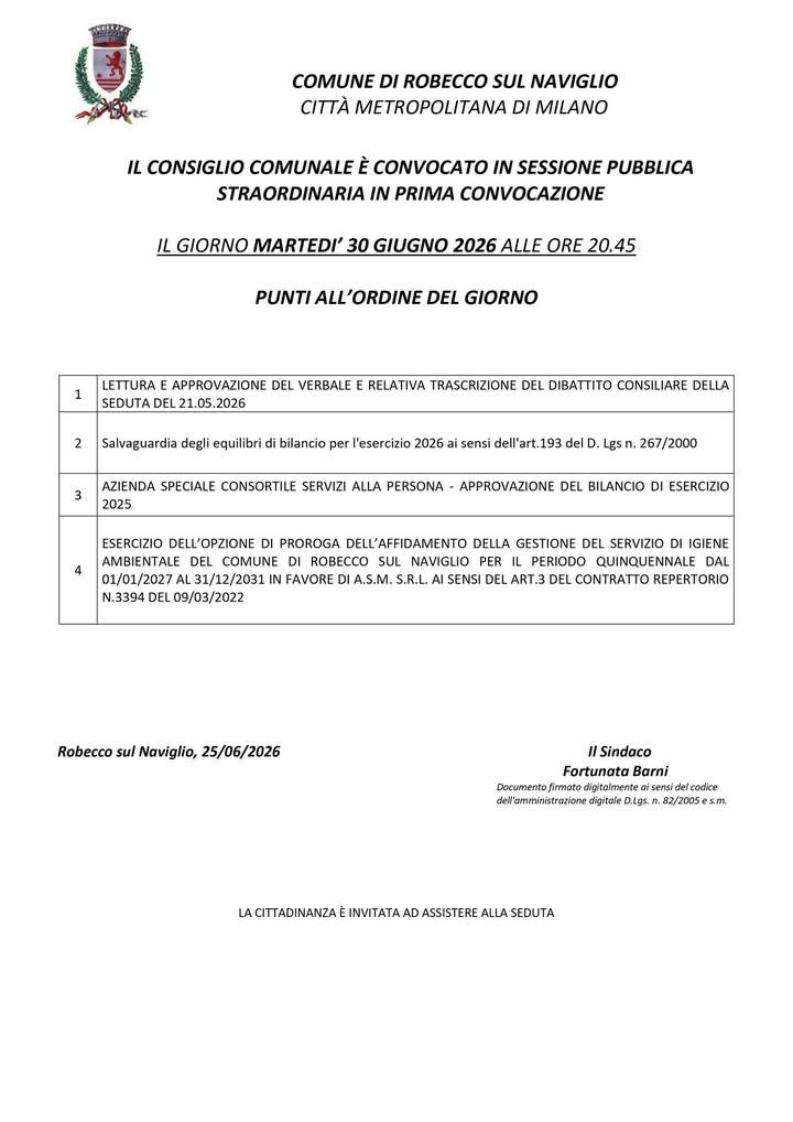 AVVISO DI CONVOCAZIONE CONSIGLIO COMUNALE #Comune #RobeccoSulNaviglio  ---------... Scarica l’App del tuo Comune, clicca...