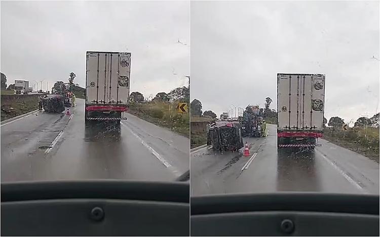 Dois acidentes são registrados em menos de uma hora durante chuva na Fernão Dias, em MG