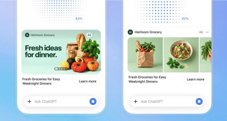 fake grocery stores ads mocked up inside the chatgpt app