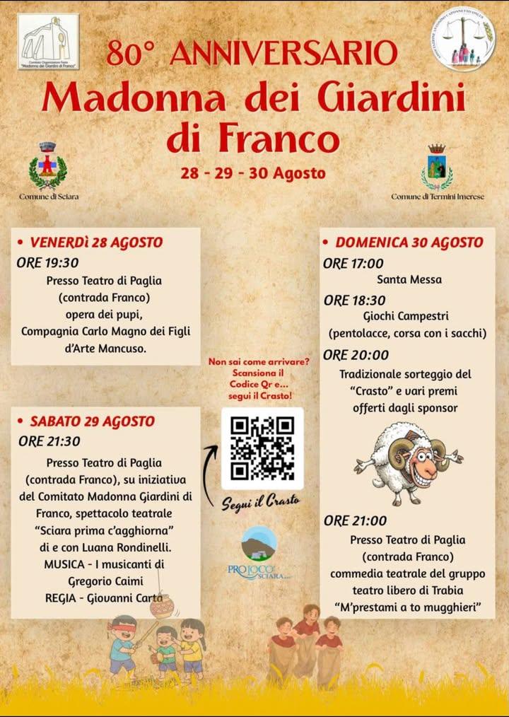 🎉 Festeggiamenti Madonna dei Giardini di Franco 🙏 Il 28-29 e 30 agosto tre giornate di fede, tradizione e festa in ono...