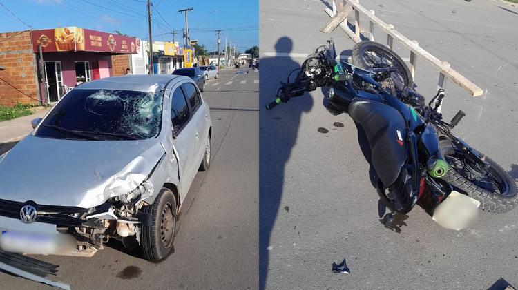 Motociclista morre ao cruzar via preferencial e colidir com carro na Zona Norte de Macapá