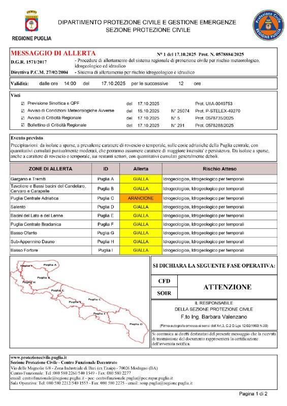 Diramata Allerta Arancione https://protezionecivile.regione.puglia.it/documents/3171874/9753366/20251017_0000_MessaggioA...