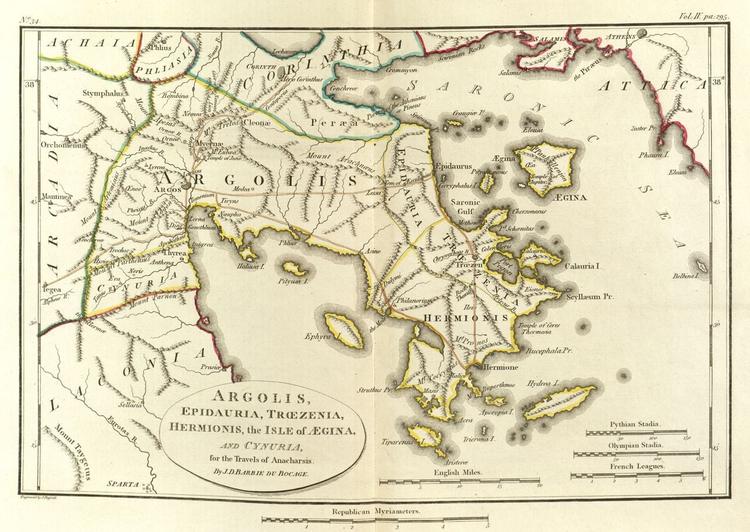 Map of ancient Argolis, the core territory of the forgotten empire of Argos