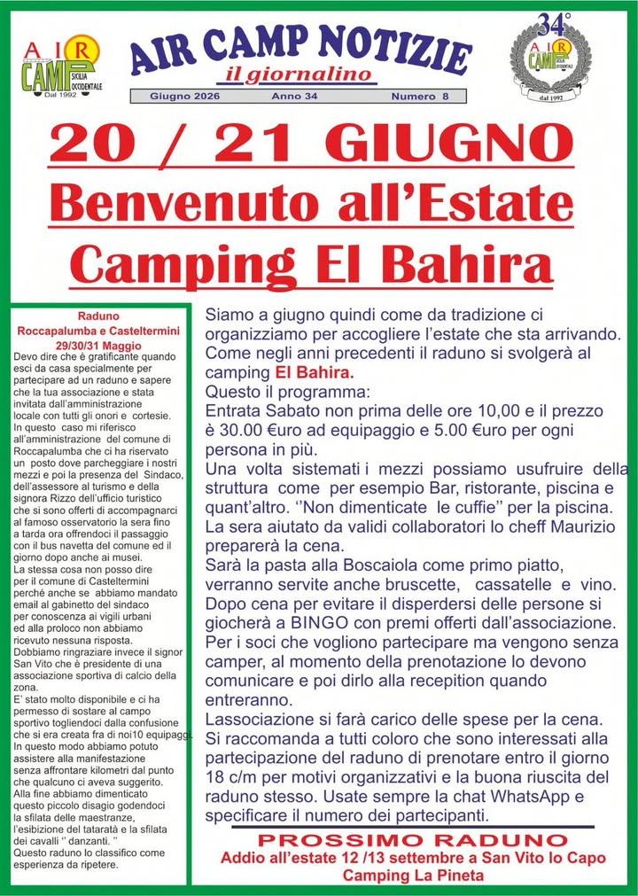 L’Amministrazione Comunale di Roccapalumba desidera ringraziare l’Associazione AIR CAMP Sicilia Occidentale per aver sce...