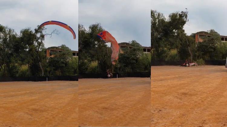 VÍDEO: piloto de paramotor não consegue desviar de árvore e cai em rodovia de Piedade