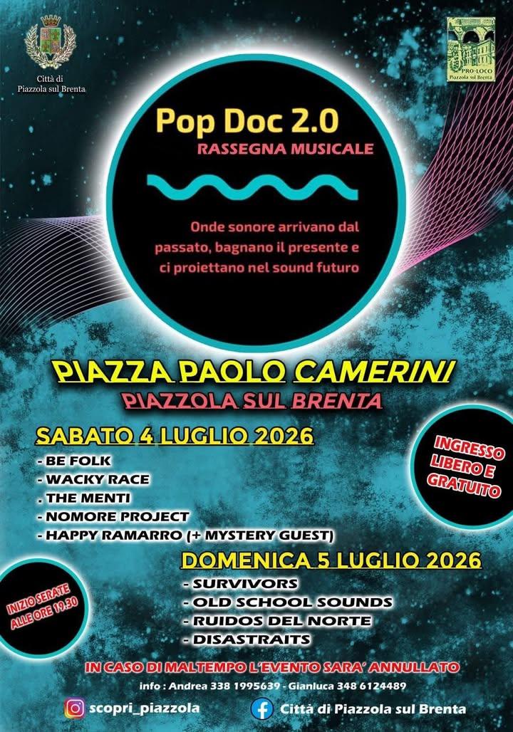Il Pop Doc 2.0 sta per travolgere Piazzola sul Brenta!  🌊 Onde sonore che arrivano dal passato, bagnano il presente e c...