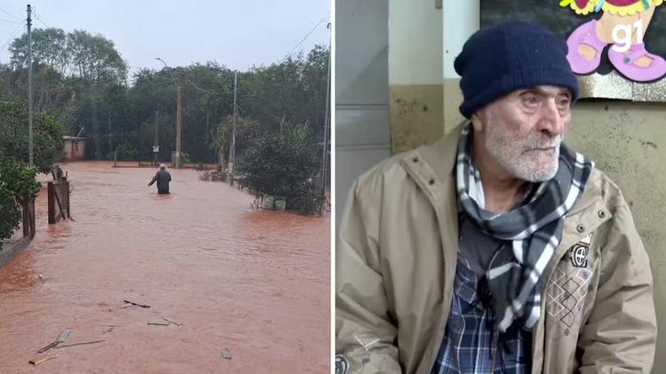 VÍDEO: Idoso de 106 é resgatado por vizinhos durante chuva no interior do RS: 'não foi a 1ª vez'