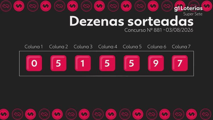 Super Sete hoje: resultado do concurso 881 e números sorteados