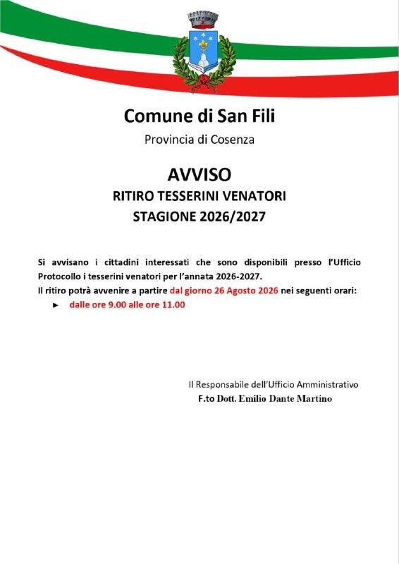 𝐀𝐯𝐯𝐢𝐬𝐨 - 𝐑𝐢𝐭𝐢𝐫𝐨 𝐭𝐞𝐬𝐬𝐞𝐫𝐢𝐧𝐢 𝐯𝐞𝐧𝐚𝐭𝐨𝐫𝐢 📍dal 26 agosto
