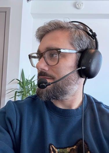 a man wearing sony h6 air gaming headset